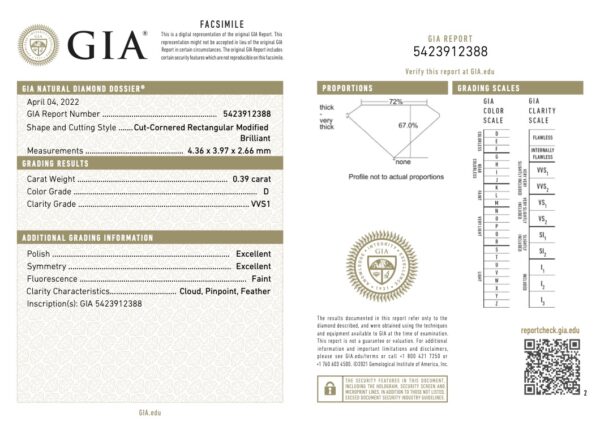 0.39 Carat Radiant Loose Diamond, D, VVS1, Super Ideal, GIA Certified - Image 4